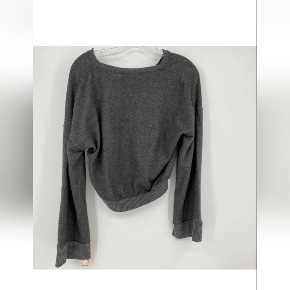 2- Project Social T. L.A.- Size M. Cropped Black & Gray Bell/Slit Sleeve Sweater